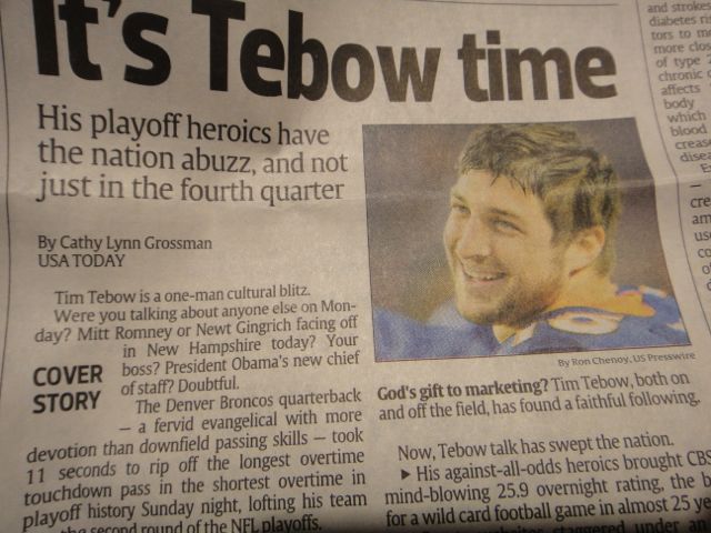 Did you catch the first sentence? A one-man cultural blitz. Why? Tebow has only one standard.