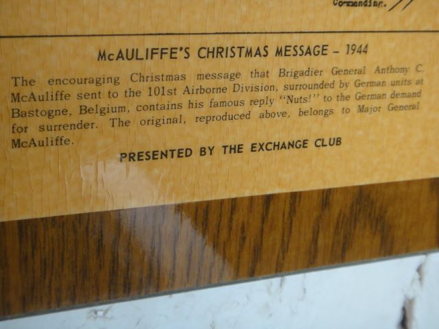 Brigadier General Anthony C. McAuliffe's 1944 Christmas message to the Germans Famous military quotes