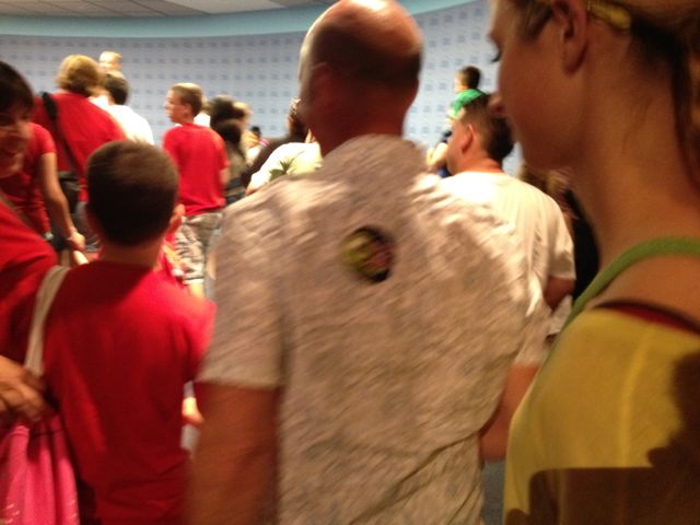 He wore that sticker everywhere that day Monster's Inc Laugh Floor