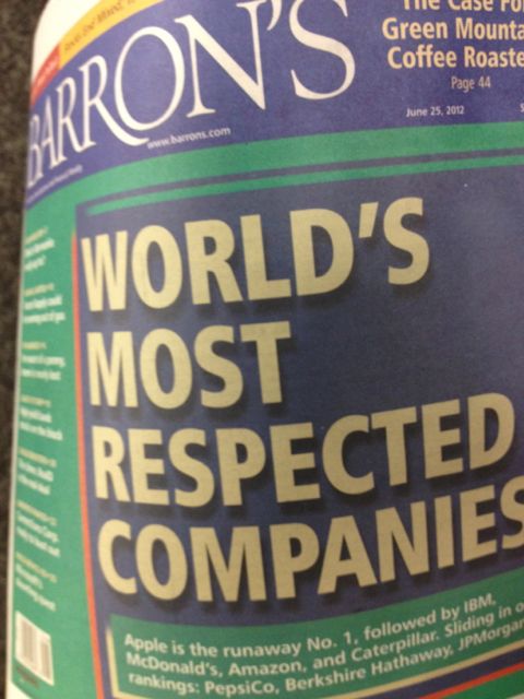 just two days ago Barron's Most Respected Companies list came out.... Barron's lists