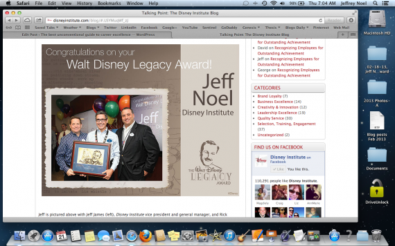 Walt Disney Legacy Award presentation (Feb 19, 2013)