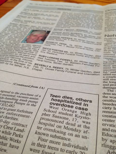 West Orange Times shocking drug overdose death