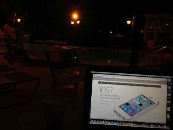 jeff noel's creative workspace at a Disney World hotel pool