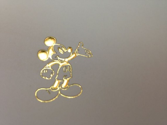 gold embossed Mickey Mouse note card