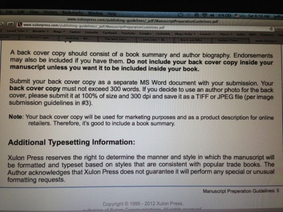 Self publishing book back cover guidelines