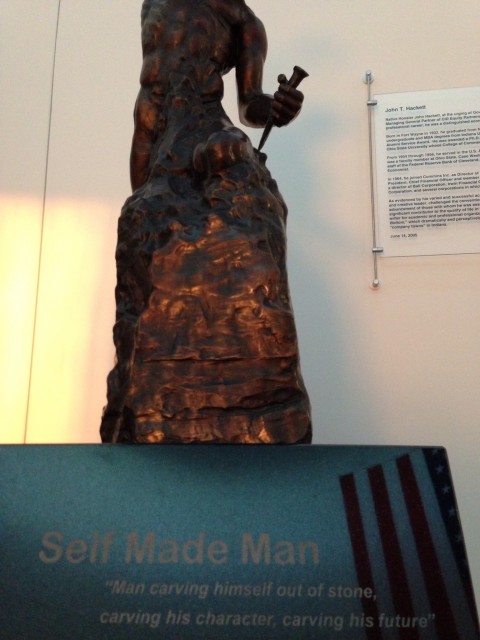 Sculpture self made man Ivy Tech