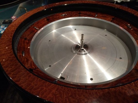 Roulette wheel being cleaned