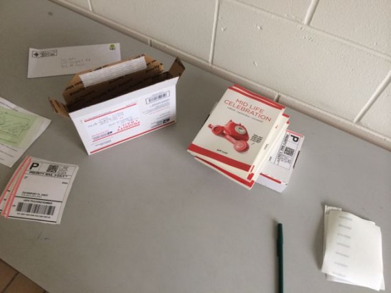 Small work table at USPS office