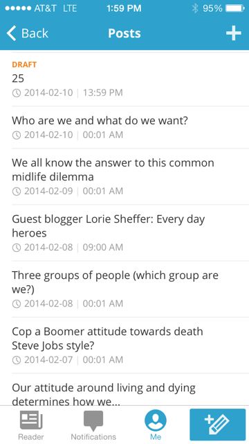 WordPress Mobile app screen shot