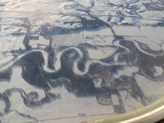 Frozen river in midwest USA