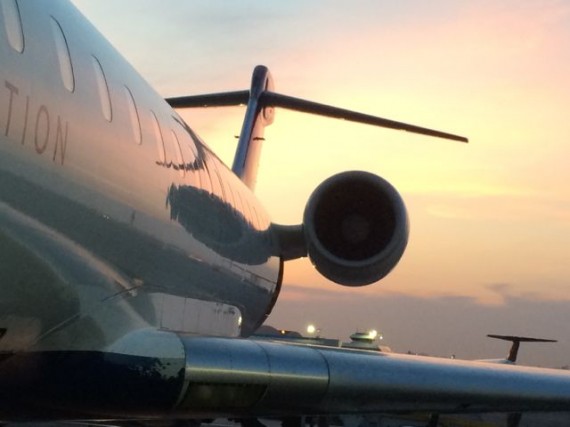 Delta Connection from LaGuardia to Halifax at dusk