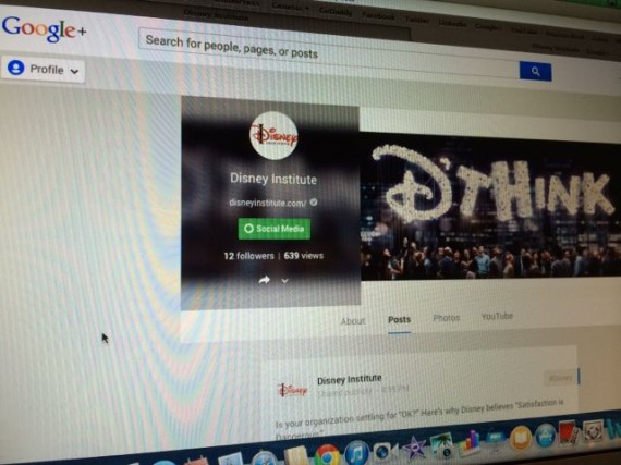 Disney Institute website and Google+ account