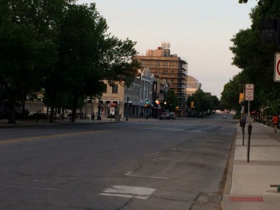 Desserted Iowa City street at 6am