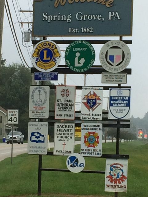 Welcome to Spring Grove, PA sign