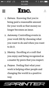 Four characteristics for job satisfaction