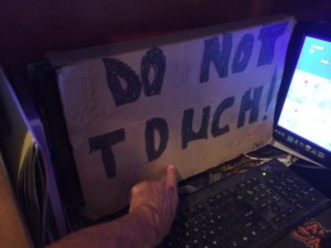 Cardboard warning sign