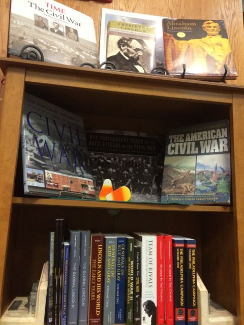 Bookshelves full of Civil War books