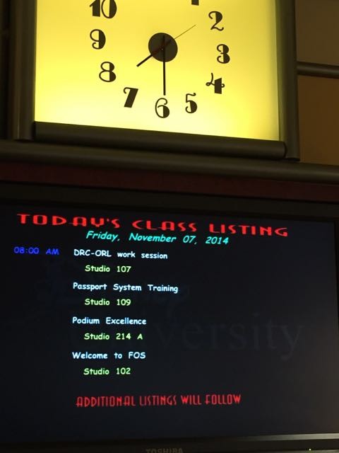 Disney University daily event board