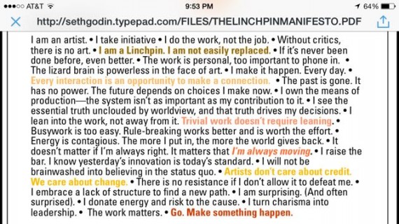 Seth Godin's Linchpin manifesto
