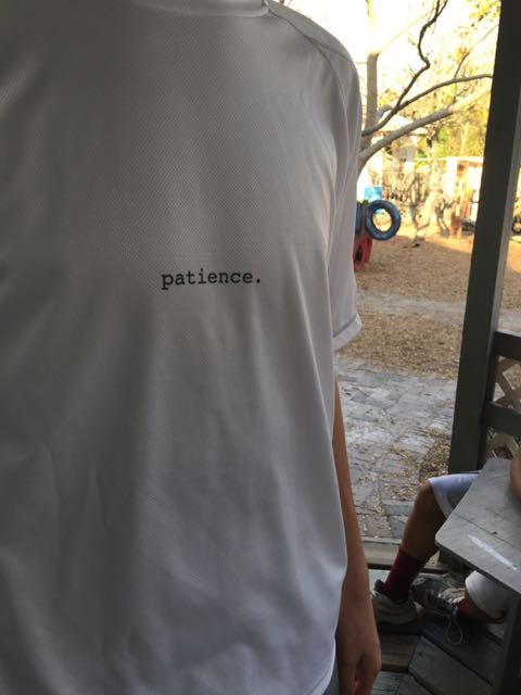 Shirt with the word Patience