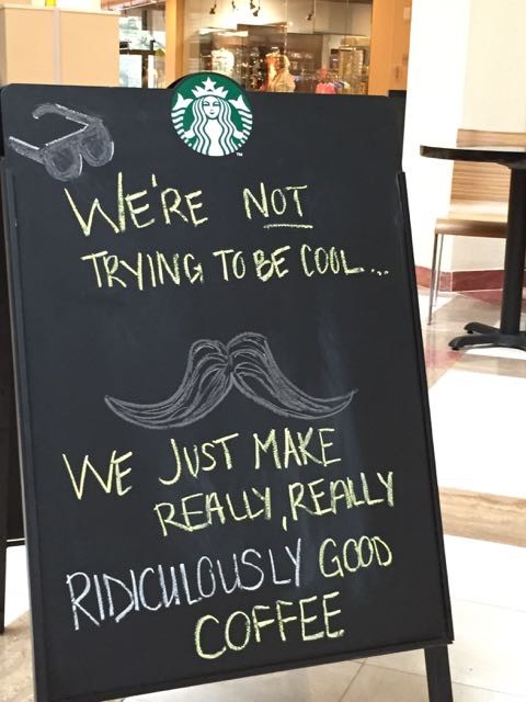 Starbucks chalk board message