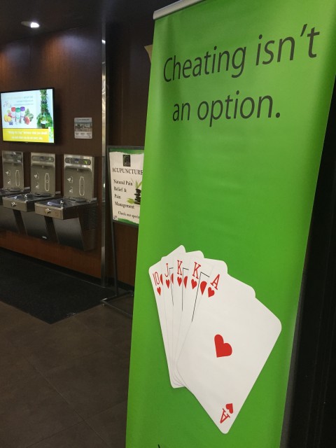 Banner about cheating