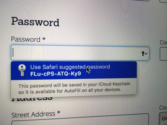 Safari password example