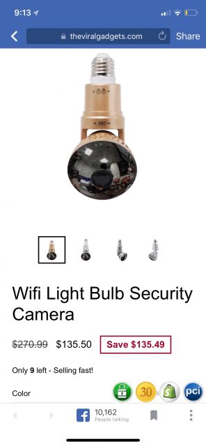 Wifi light bulb camera combo