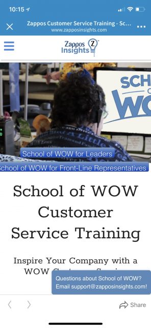 Zappos school of wow