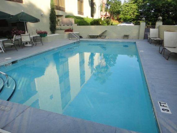 school kids in hotel swimming pool