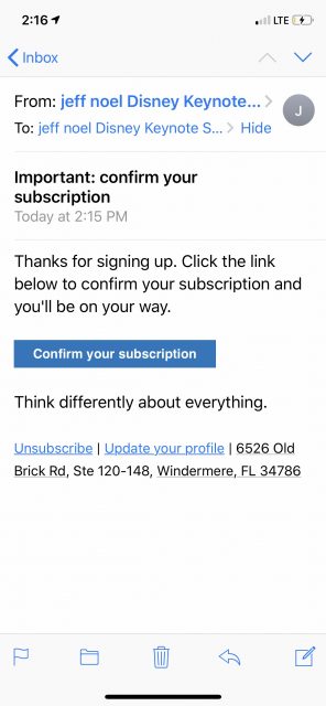 Disney Podcast email subscription