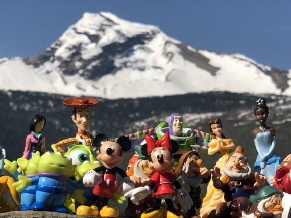 Disney characters at Glacier National Park