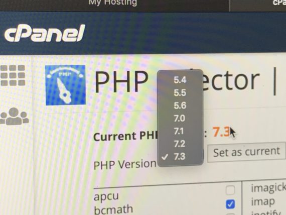 cPanel PHP options