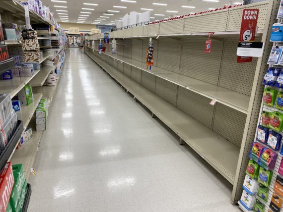 Empty grocery store shelves