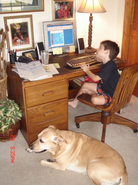 child at a desk