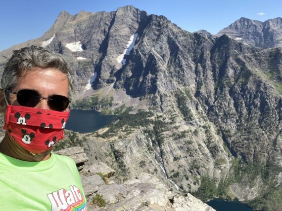 Jeff noel wearing mask in mountains