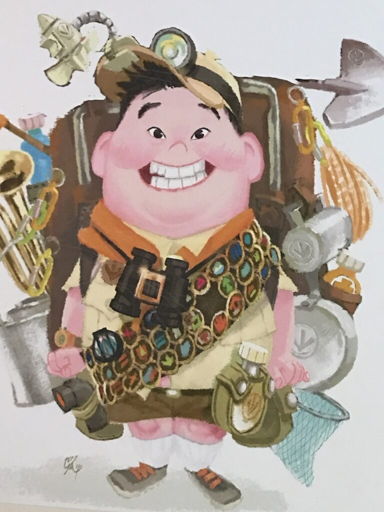 cartoon of Russell from Pixar UP