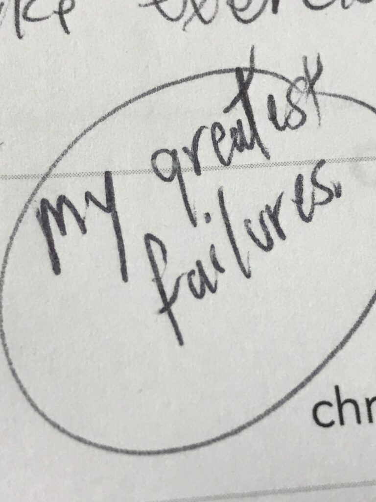 handwritten note about failure