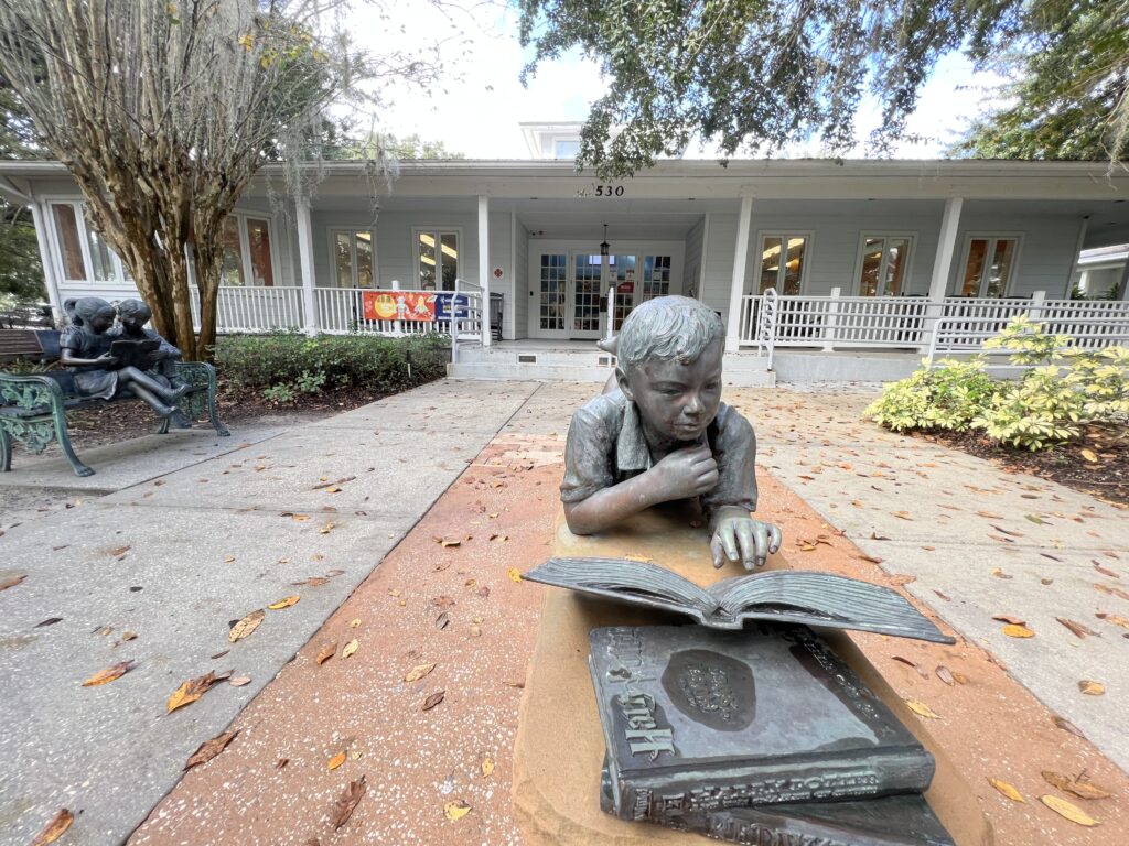 small town library entrance