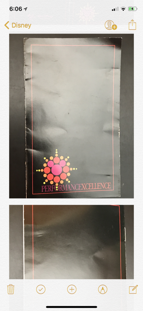 Disney Performance Excellence booklet from 1990's
