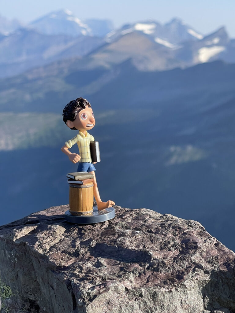 Mountains and small Pixar toy