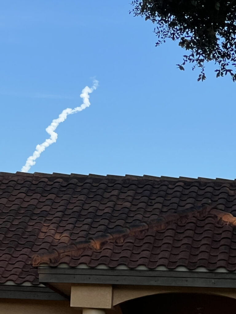 Rocket launch smoke trail remant