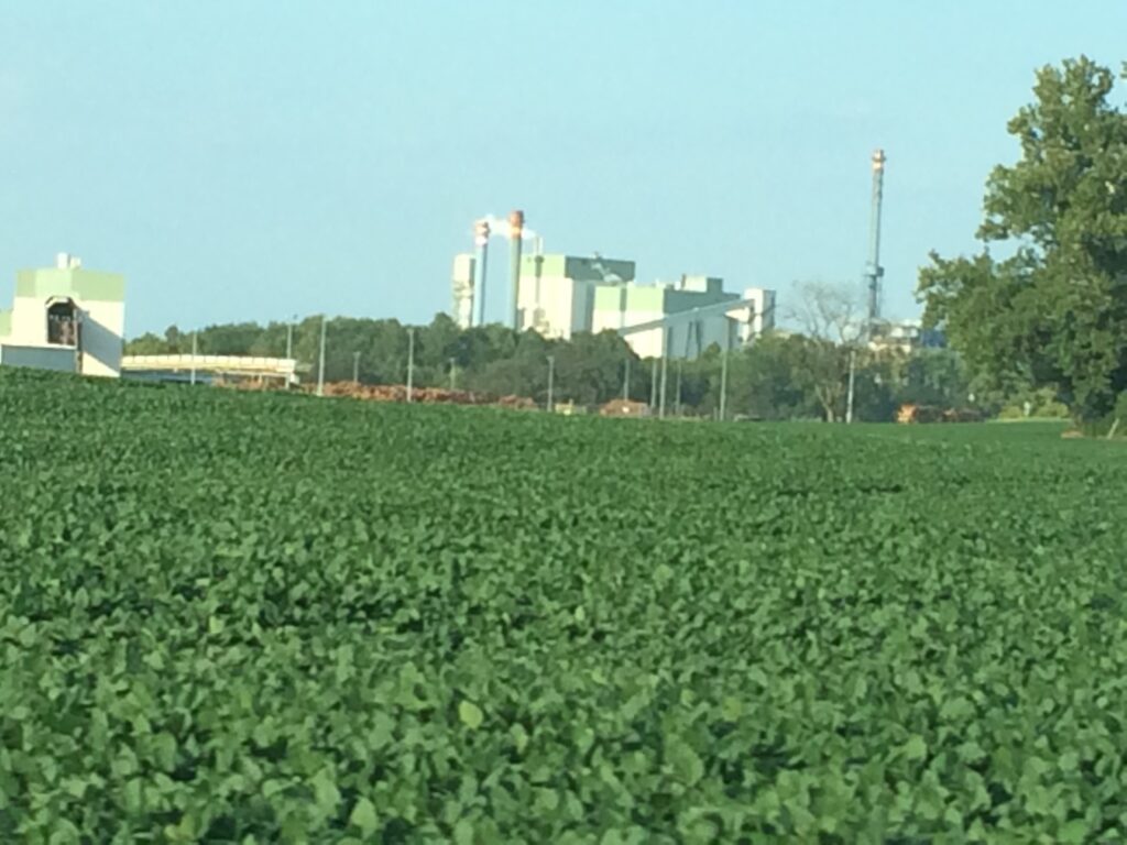 Paper Mill behind Farm land
