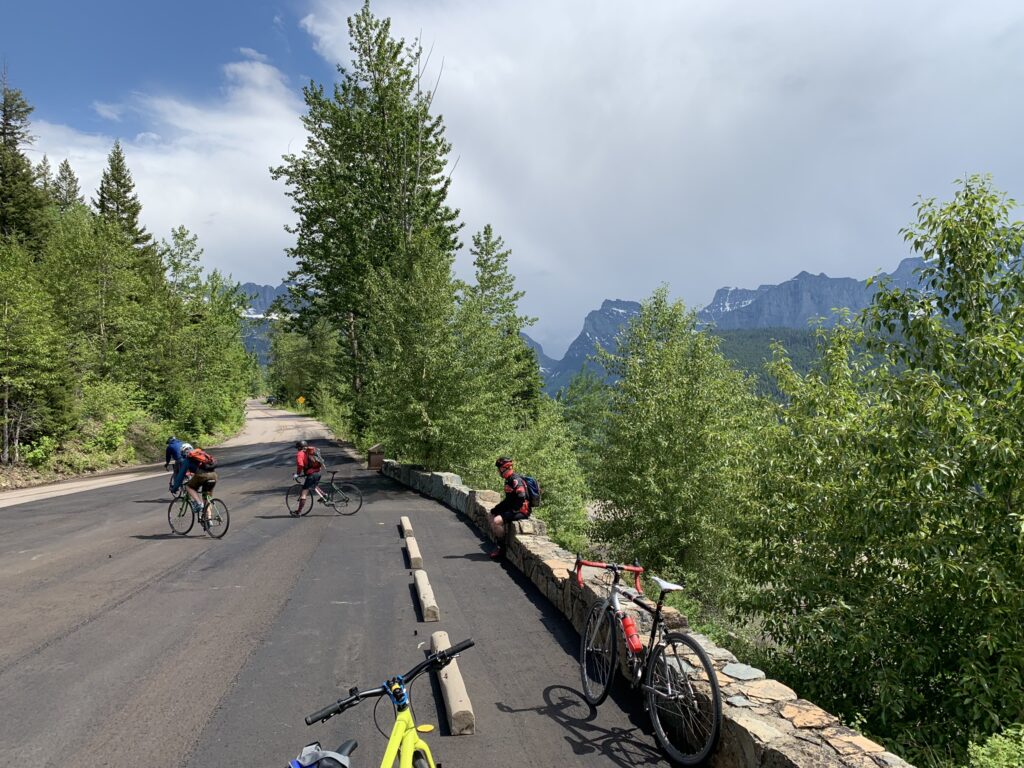 Biking on mountain road